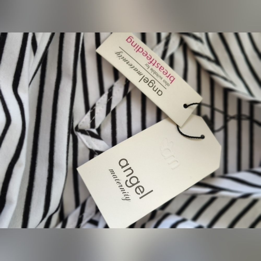 Angel Maternity Striped Black and White Women's Top Size L - Picture 8 of 9
